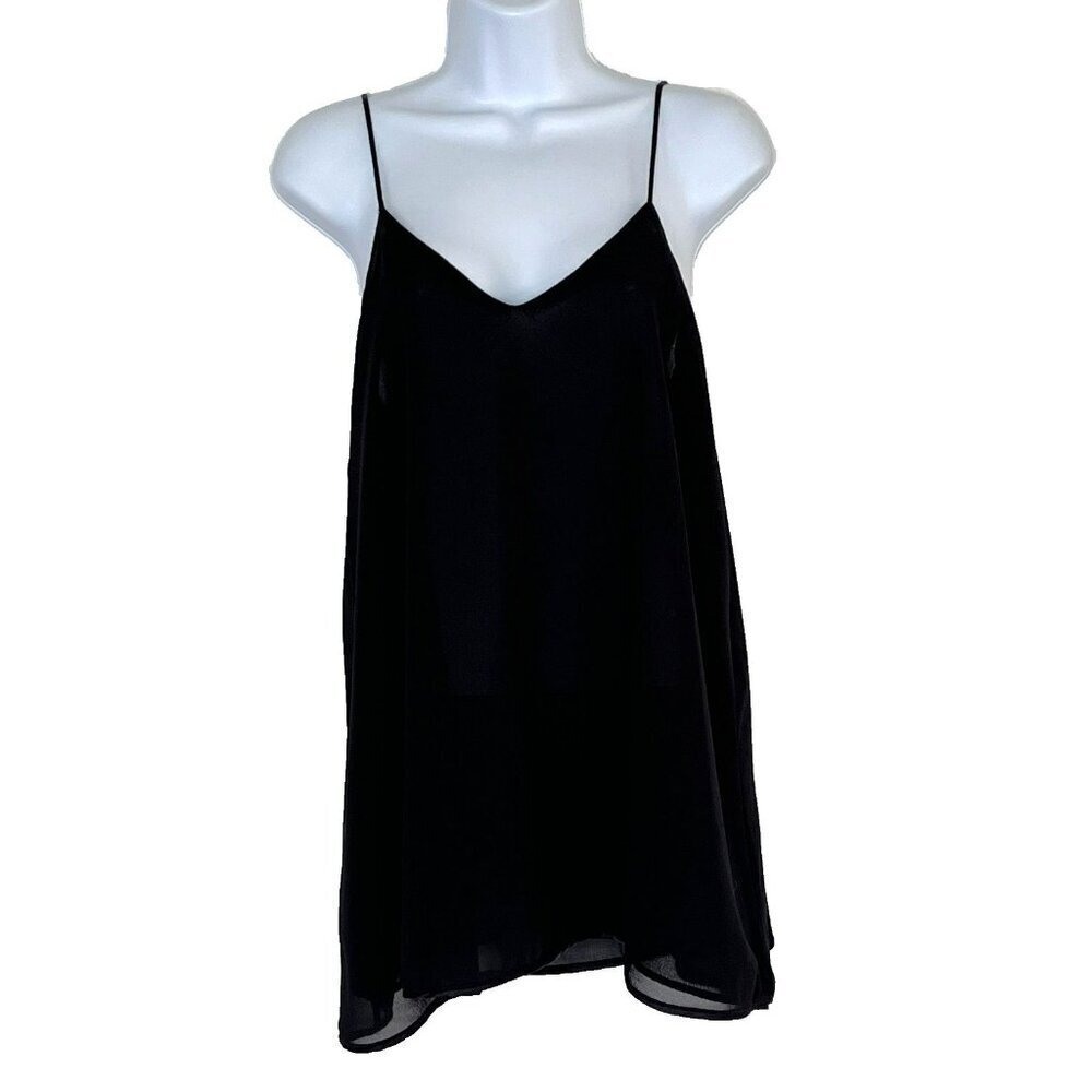 Womens Cami sz Small Y2K Fairy Grunge Goth Whimsigoth Vampire Mesh Sheer Black
